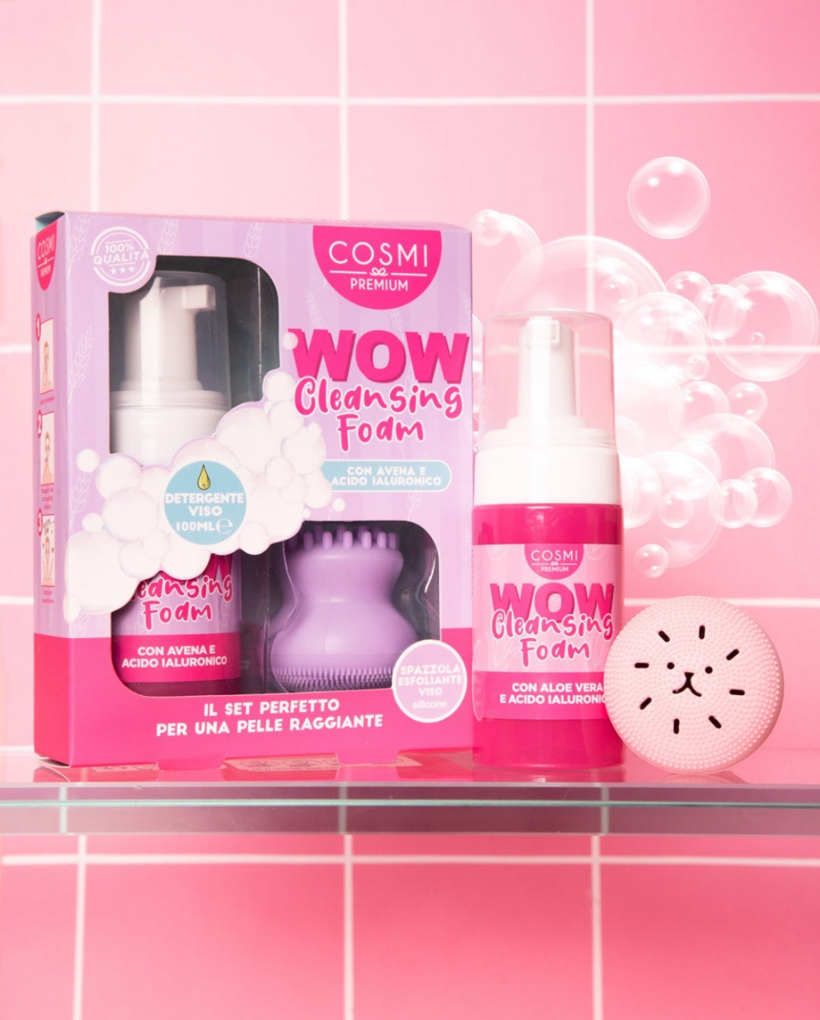 COSMI Gesichtsreinigungsbürsten-Set mit Hyaluronsäure und Aloe
